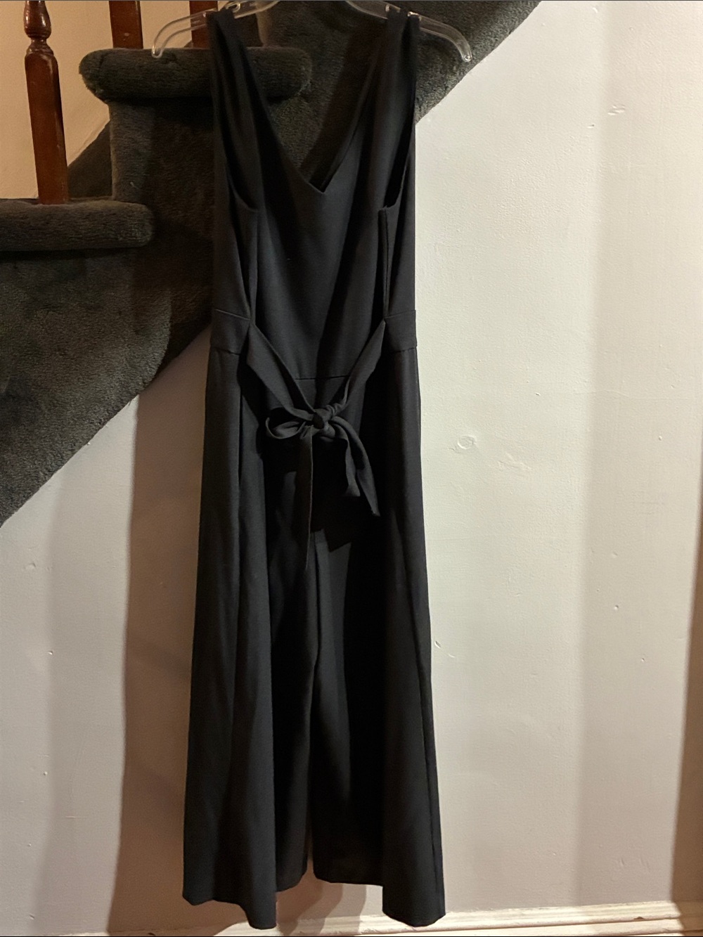 LOFT Black Sleeveless Jumpsuit with Waist Tie